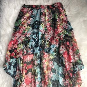 Hi/lo floral skirt